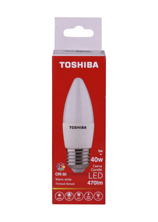 Лампа светодиодная TOSHIBA 5 Вт Е27 свеча C35 3000 K теплый свет 220В матовая