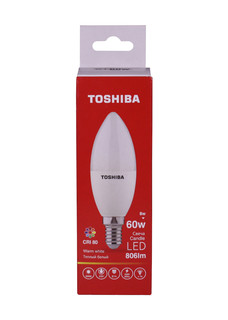 Лампа светодиодная TOSHIBA 8 Вт Е27 свеча C39 3000 K теплый свет 220В матовая
