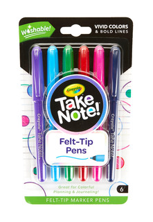 6 смываемых ультратонких фломастеров Take Note Crayola