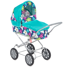 Коляска для кукол Wakart Классик 1 Цветы, голубой