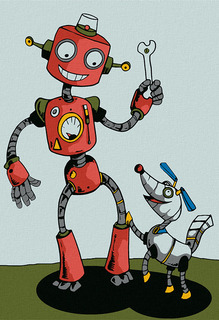 Картина по номерам КОТЕИН Робот с собачкой