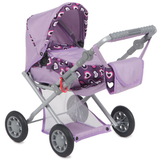 Коляска для кукол Wakart Магда с сердечками, фиолетовый