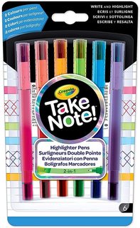 6 двусторонних смываемых фломастеров Take Note Crayola