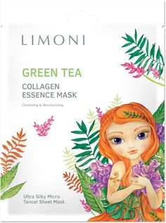 Тканевая маска для лица тонизирующая с зелёным чаем и коллагеном Limoni Green Tea Collagen