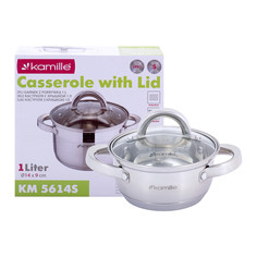 Кастрюля Kamille 1л из нержавеющей стали с крышкой и полыми ручками