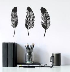 Панно настенное из дерева AFI DESIGN "Перья. 2 в 1", черное