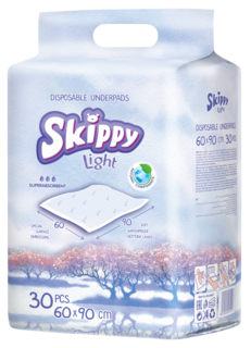 Пеленки гигиенические впитывающие одноразовые Skippy Light 60х90, 30 шт.