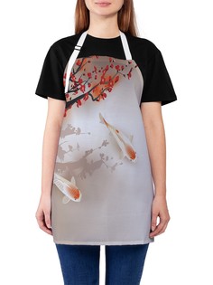 Фартук женский JoyArty для готовки "Рыбы кои под сакурой", универсальный размер