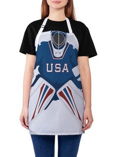 Фартук женский JoyArty для готовки "Значек вратара хоккея США", универсальный размер