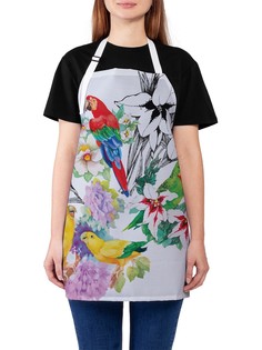 Фартук женский JoyArty для готовки "Цветные попугаи", универсальный размер