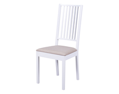 Стул для кухни и для гостиной Родос 2 Массив бука Белый матовый Ткань Бежевый 108 Mebwill