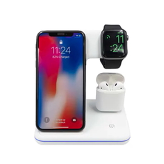 Беспроводное зарядное устройство 3 в 1 с технологией QI для телефонов, часов и наушников Qvatra