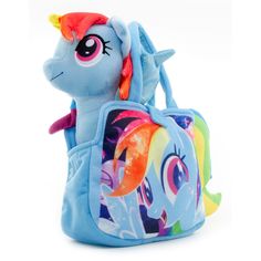 Мягкая игрушка YuMe Пони в сумочке Радуга 25 см цвет: голубой