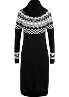 Платье вязаное c узором и широким воротником Bonprix
