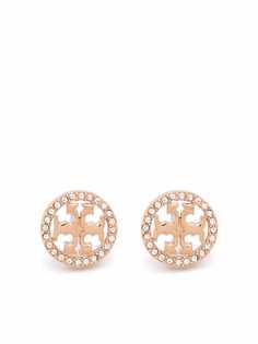 Tory Burch серьги с кристаллами и логотипом