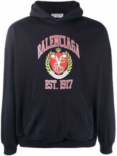 Balenciaga crest-motif cotton hoodie