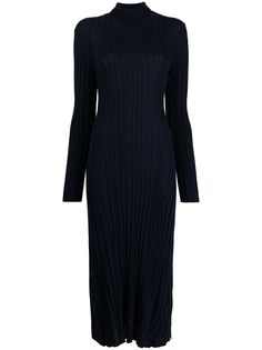 Mame Kurogouchi платье в рубчик с длинными рукавами