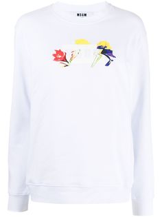 MSGM футболка с длинными рукавами и цветочным принтом