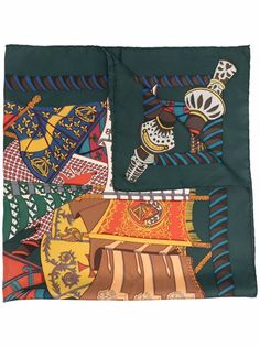 Hermès шелковый платок Etendards et Bonnières 1970-х годов