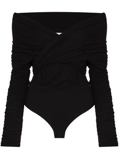 KHAITE Lili ruched off-shoulder bodysuit