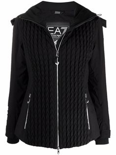 Ea7 Emporio Armani стеганая куртка с капюшоном