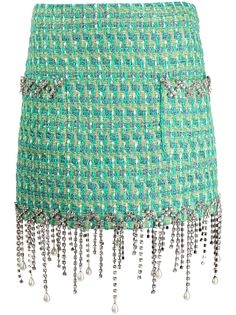 AREA юбка с бахромой из кристаллов