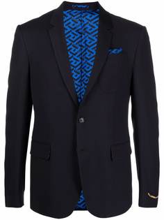 Versace однобортный пиджак с узором La Greca