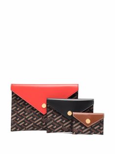 Versace комплект из трех картхолдеров с узором Greca