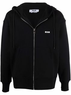 MSGM logo-print cotton hoodie