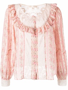 LoveShackFancy floral-print silk blouse