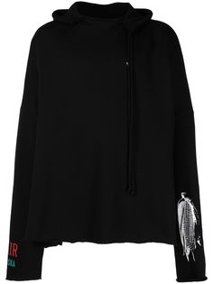 Raf Simons gothic-print raw-cut hoodie