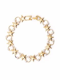 Saint Laurent faux-pearl brass bracelet