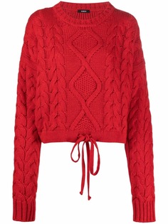 Amen cable-knit drawstring-hem cropped jumper Amen.