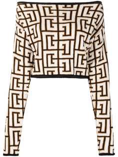 Balmain укороченный трикотажный топ с открытыми плечами