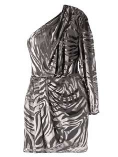 IRO Nimas one-shoulder zebra-print mini dress