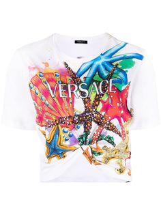 Versace укороченный топ с принтом Trésor de la Mer