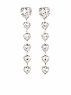 Alessandra Rich long crystal-heart earrings