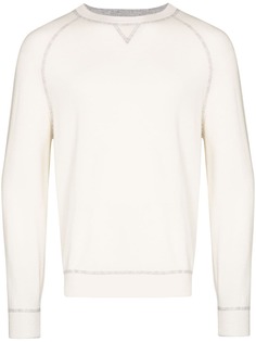 Brunello Cucinelli BRUN CONT STITCH CRW SWT WHT