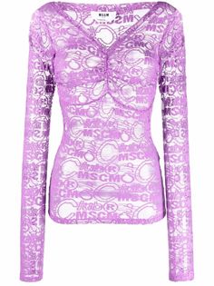 MSGM кружевной топ с длинными рукавами