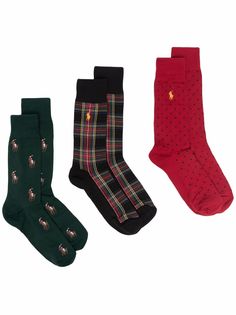 Polo Ralph Lauren комплект из трех пар носков с принтом