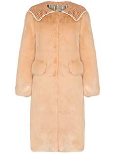 Shrimps Lorca crochet-collar faux-fur coat