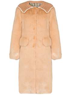 Shrimps Lorca crochet-collar faux-fur coat