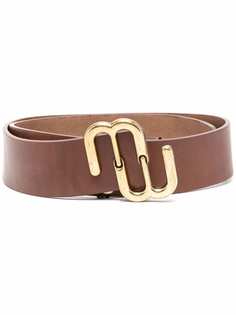 Maje logo-plaque leather belt