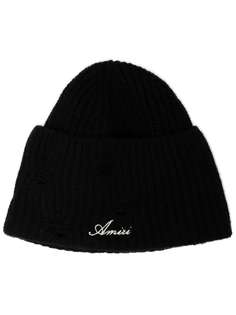 AMIRI cashmere embroidered logo beanie