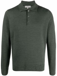 Canali long-sleeved wool polo shirt