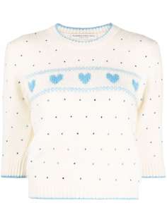 Alessandra Rich heart-motif short-sleeve knitted top