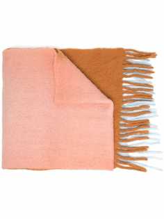 Closed colour-block wool-blend scarf