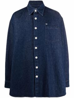 Raf Simons embroidered logo denim shirt