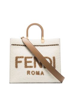 Fendi FENDI SUNSHINE LOGO SHEARLING TOTE BAG