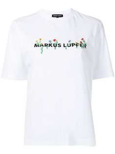 Markus Lupfer футболка с цветочной вышивкой